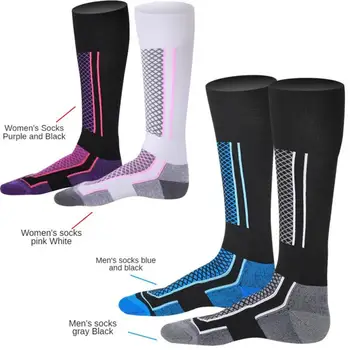 Зимните ски чорапи с подгряване, дебели памучни спортни чорапи за сноуборд, колоездене, каране на ски, футбол, высокоэластичные термоноски за мъже и жени