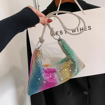 Европа и Съединените Щати, нова цветна чанта в стил ретро с диаманти женствена чанта за равиоли през рамо
