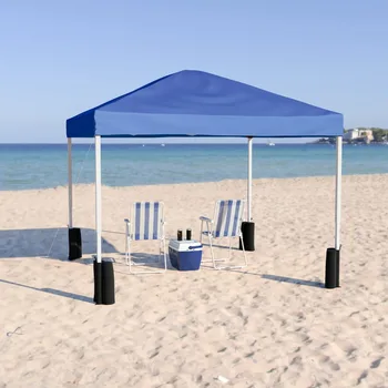 Синя всплывающая палатка за дейности с прави крака размер отгледа 10х10 инча с чували с пясък и калъф количка