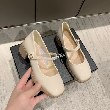 Дамски обувки Мари Janes С квадратни пръсти, Пролетни Обувки на високи токчета в стил Лолита