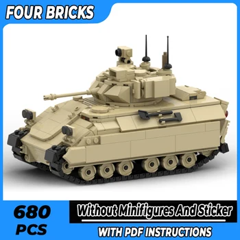 Строителни тухли, Moc, модел на военен оръжия M3A3, технология Bradley Tank, Модулни блокове, Подаръци, Коледни играчки, комплекти за DIY, Монтаж