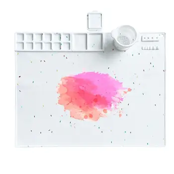 Силиконово килимче за рисуване Силиконов лист с палети за многократна употреба Подложка за графити с чаша Моющаяся дъска за рисуване за деца 