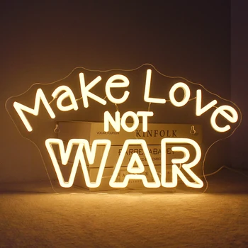 Неонова реклама с Make Love NOT WAR Топло бяло led стенен декор USB за витрини на ресторанта спални партита Led окачен декор на Неонова светлина