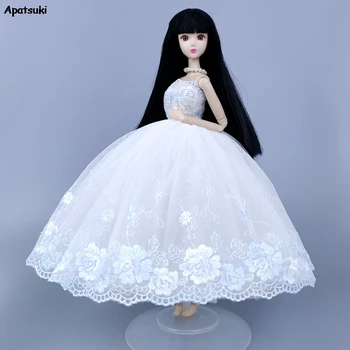 Сватбена рокля ръчна изработка с бяло-синьо цвете за Барби кукли, костюми, официални тоалети, аксесоари за кукли 1/6, Детски играчки