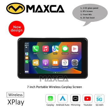 MAXCA XPlay 7-инчов преносим безжичен екран Apple Carplay с огледален дисплей, USB Мултимедиен плеър Bluetooth