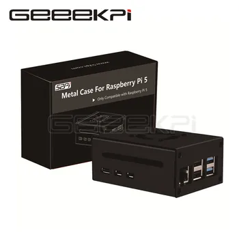 GeeekPi Raspberry Pi 5 Калъф с вентилатор Raspberry Pi 5 Метален Корпус с Радиатори фен Комплект за Raspberry Pi 5