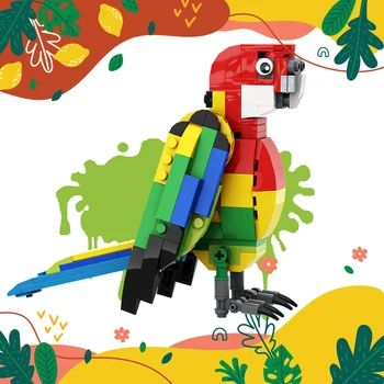 Ориенталски папагал Розелла, Разноцветни птици, животни, градивен елемент, зоологическа градина с изглед към улицата, творчески строителни блокове, детски играчки за подаръци за рожден Ден