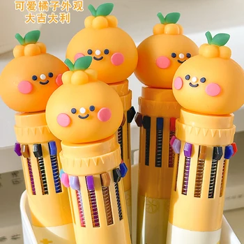 Химикалка писалка Kawaii Мандарина, гел химикалки с цветна с мастило, 12 цвята, маркови химикалки, Корейски, офис консумативи, подаръци за деца, Ученически офис консумативи