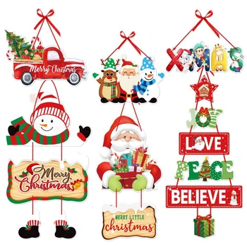 Коледна украса врати, Дядо Коледа, Снежен човек, Лосове, Коледни украси, Аксесоари за партита, Декорации за дома в Нов 2024 Година