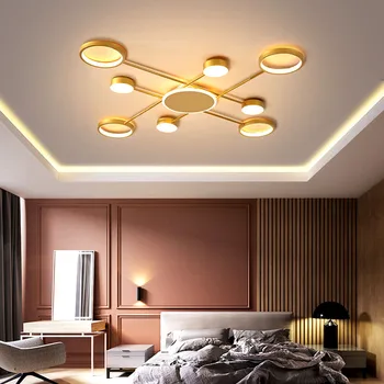 Модерен полилей за спални, хол, кабинет, офис, тавана лампа, лампи за вътрешно осветление удобства, трикольор led подсветка с променящ се цвят.