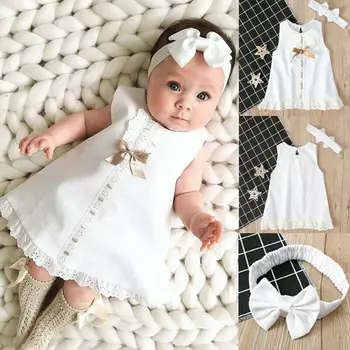 Бели Рокли на принцеси за новородени момичета 2020, ново модно бельо рокля-плъзгачи, комплект дрехи, комплект дрехи