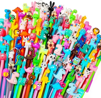 60 Бр Смесени анимационни гелевых писалки за писане с животни 0,5 мм Kawaii Забавни Детски, Новост, канцеларски материали, ученически принадлежности, подарък за деца-студенти