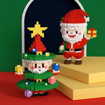 Мини-градивните елементи на Дядо Коледа, Коледна Елха, Събрана на 3D модел, Статуетка, Микро-Елементите, Играчки за децата, за Коледни Подаръци