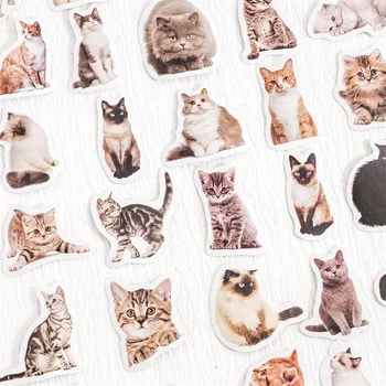 45шт Мини-котка, Селфи, стикери за домашни любимци, Cartoony Калъф, Колаж, Декоративен сладък Материал ръчно изработени, Scrapbooking, 4 см
