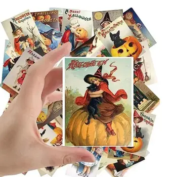 Правоъгълни картички за Хелоуин, Креативна печат, Поздравителни картички с тиква, Реколта картички с тиква за момчета