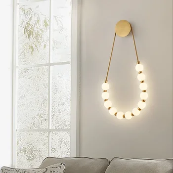 Модерен минималистичен нощни светлини за спални, стенни лампа за дневна в италианския кремовом стил, Творческа дизайнерско колие Magic Bean